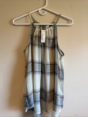 Posh Plaid Halter Cami - Gray & Cream